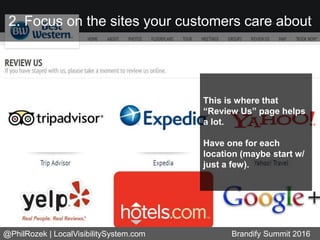 2. Focus on the sites your customers care about
@PhilRozek | LocalVisibilitySystem.com Brandify Summit 2016
This is where ...