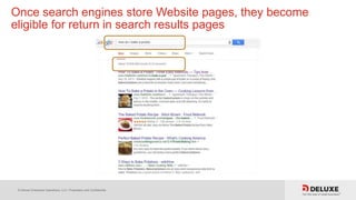 © Deluxe Enterprise Operations, LLC. Proprietary and Confidential.
Once search engines store Website pages, they become
eligible for return in search results pages
 