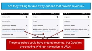 I think Google will chase better UX to almost any extent in order to keep
searchers & get data, even at the cost of their ...