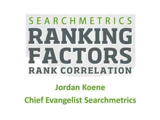 Jordan Koene 
Chief Evangelist Searchmetrics 
 