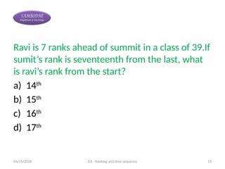 General Aptitude: Ranking, Time Sequence & Direction Problems for GATE ...