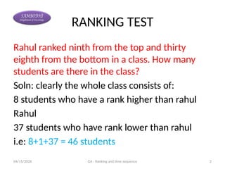 General Aptitude: Ranking, Time Sequence & Direction Problems for GATE ...