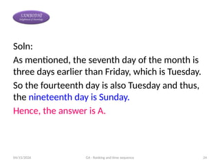 General Aptitude: Ranking, Time Sequence & Direction Problems for GATE ...
