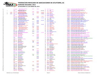 FEDERACION MEXICANA DE ASOCIACIONES DE ATLETISMO, AC
RANKING NACIONAL 2014
ACTUALIZADO AL 16 DE MARZO DEL 2014
9 12.14 -0....