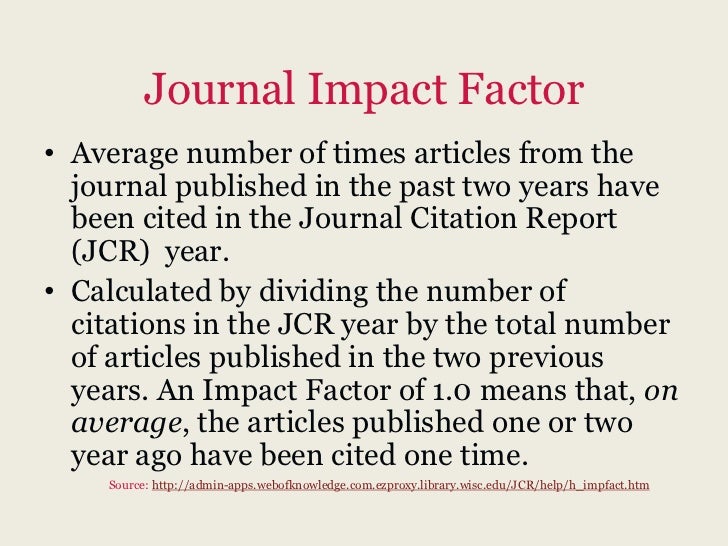 Journal Impact Factors and Citation Analysis