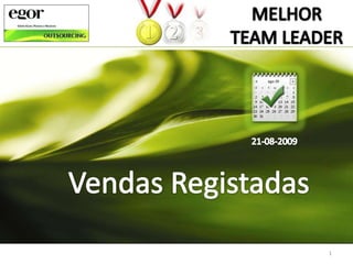 MELHOR  TEAM LEADER 21-08-2009 Vendas Registadas 1 