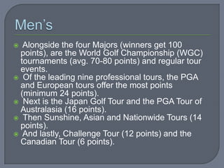 Golf Rsa Ranking Points Rankings determination- Golf and Tennis presentation | PPTX