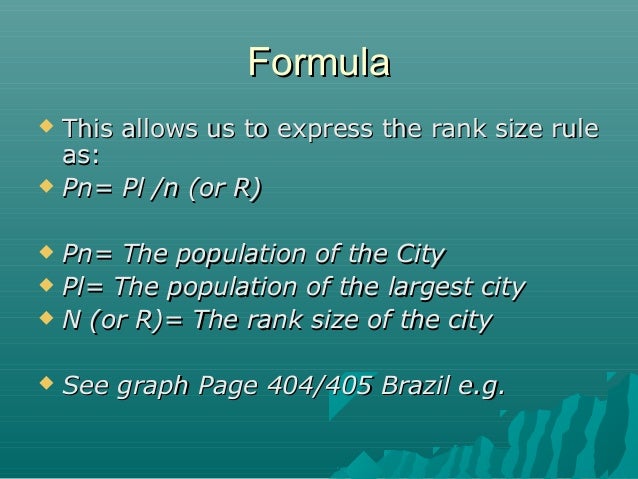 Rank Size Rule Example