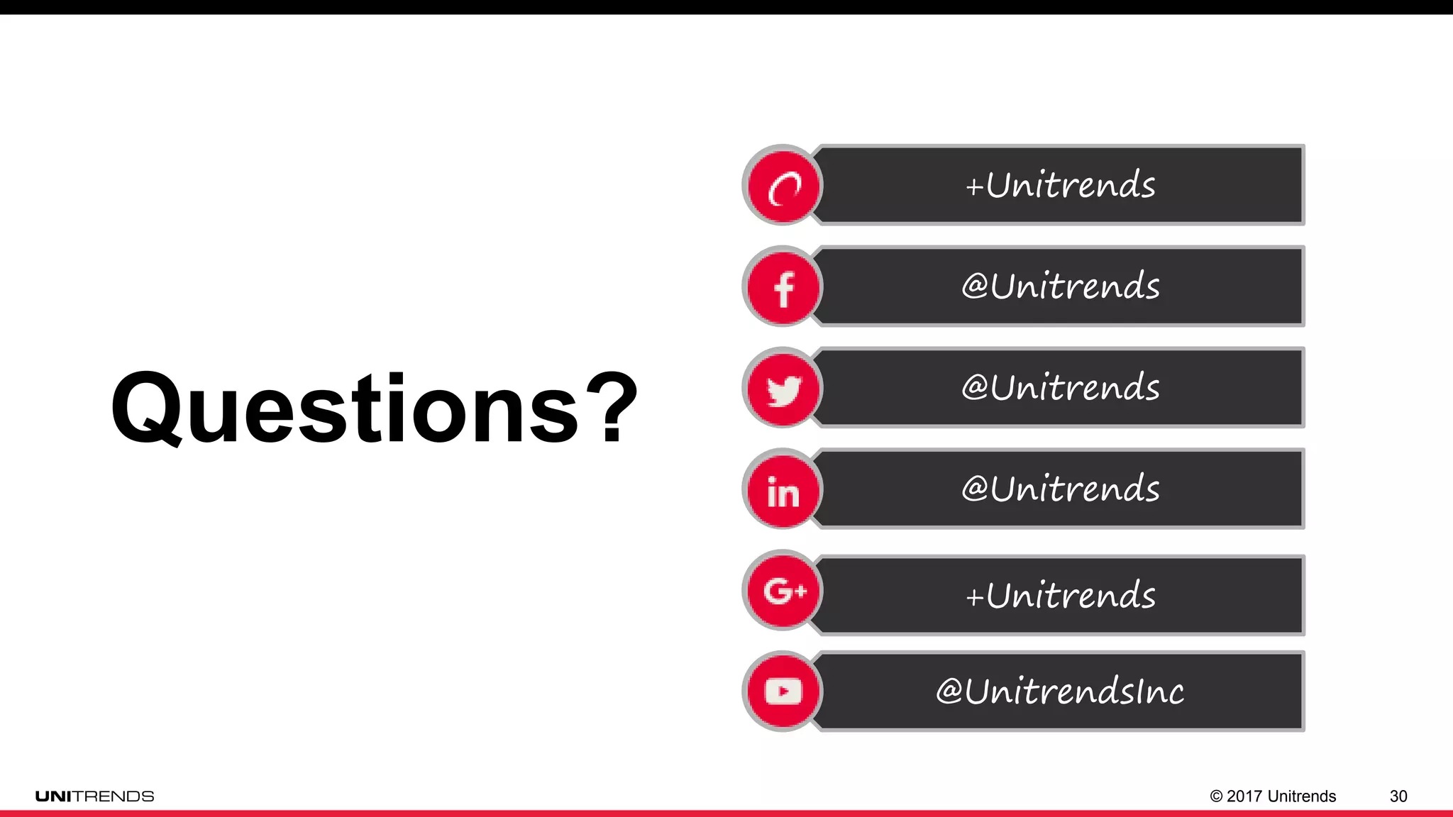 © 2017 Unitrends 30
+Unitrends
@Unitrends
@Unitrends
@Unitrends
+Unitrends
@UnitrendsInc
Questions?
 