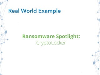 Real World Example
Ransomware Spotlight:
CryptoLocker
 