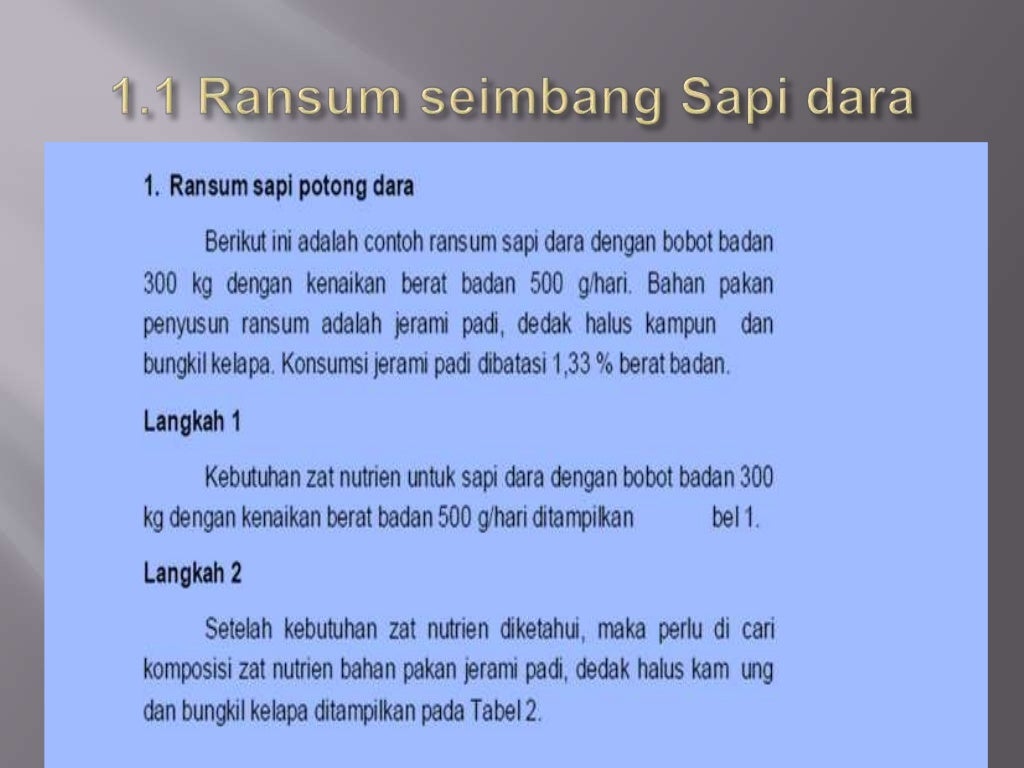 Ransum seimbang sapi potong