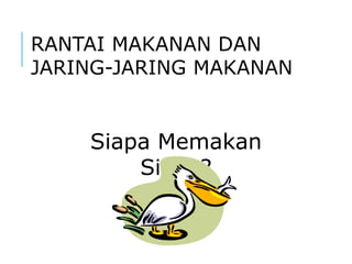 RANTAI MAKANAN DAN
JARING-JARING MAKANAN
Siapa Memakan
Siapa?
 