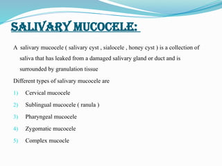 Sublingual mucocele (Ranula) in dogs - case report | PPTX