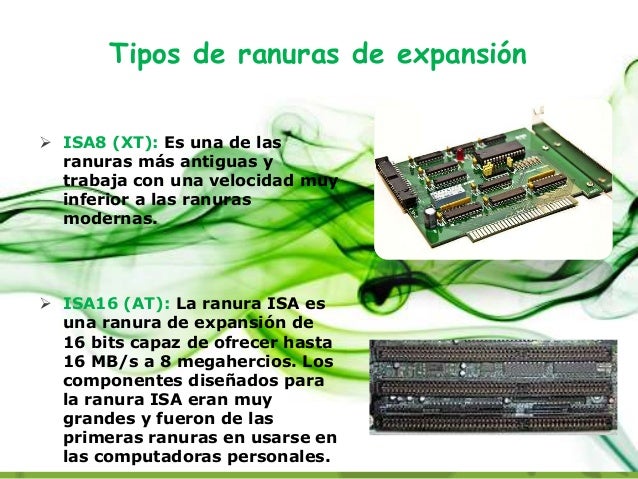 Tipos de ranuras o slots de expansion