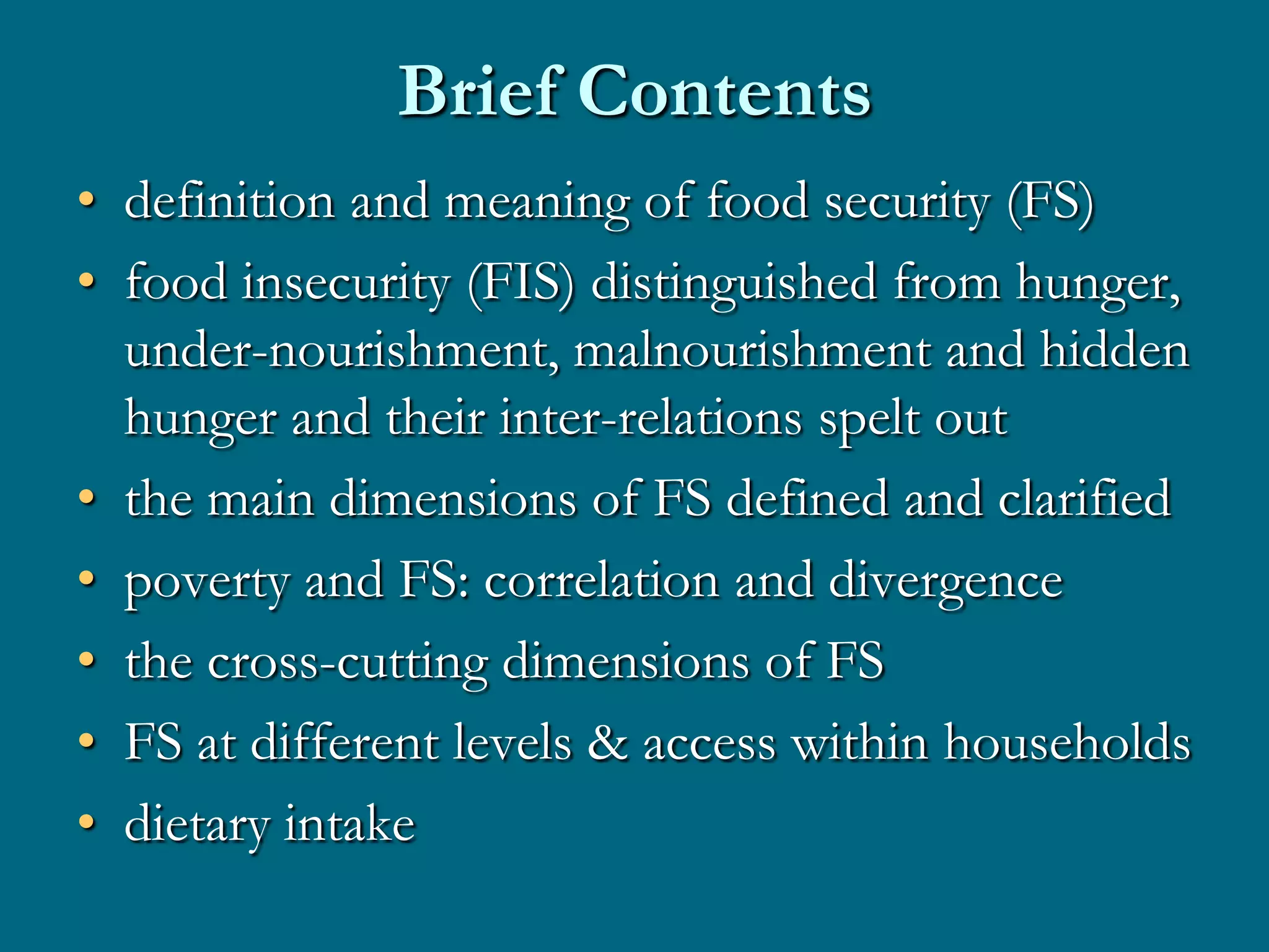 Rao 1a the basic concept and dimensions of food security | PPTX