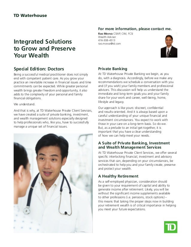 Private Wealth Management And Banking For Medical Doctors