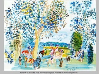 Paddock en Deauville, 1929. Acuarela sobre papel. 50,5 x 66 cm. Colección particular. 