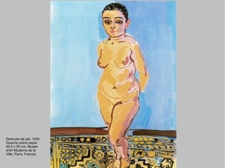 Desnudo de pie, 1930. Guache sobre papel. 65,5 x 50 cm. Musée d'Art Moderne de la Ville. París. Francia. 