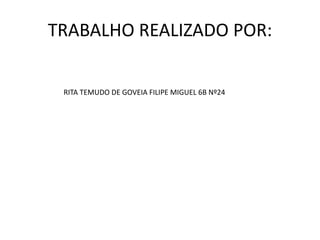 TRABALHO REALIZADO POR:
RITA TEMUDO DE GOVEIA FILIPE MIGUEL 6B Nº24
 