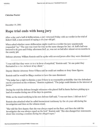 Rape trial ends with hung jury (robert eoff)