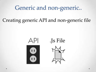 Generic and non-generic..
Creating generic API and non-generic file
.Js File
 