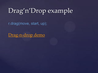Drag’n’Drop example
r.drag(move, start, up);


Drag-n-drop demo
 