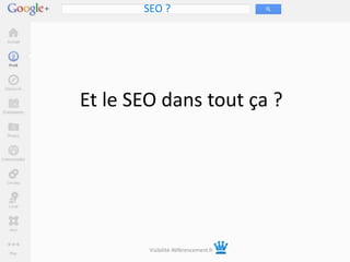 SEO ?




Et le SEO dans tout ça ?




        Visibilité-Référencement.fr
 