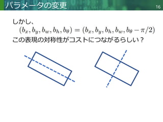 Copyright © 2020 調和系工学研究室 - 北海道大学 大学院情報科学研究院 情報理工学部門 複合情報工学分野 – All rights reserved.
Copyright © 2020 調和系工学研究室 - 北海道大学 大学院情報科学研究院 情報理工学部門 複合情報工学分野 – All rights reserved.
パラメータの変更
しかし、
この表現の対称性がコストにつながるらしい？
16
 