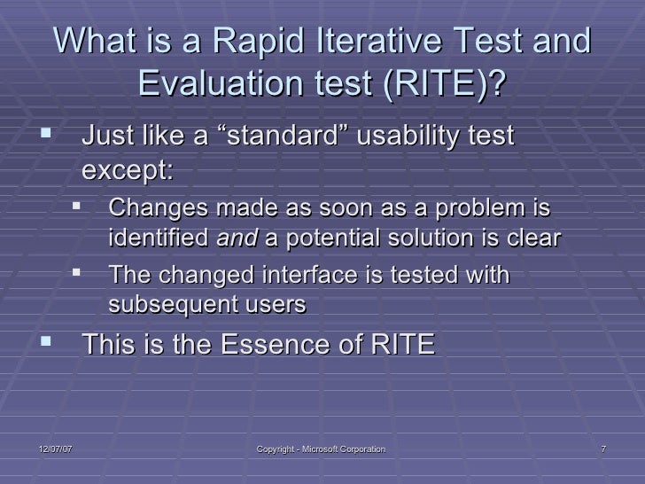 Rapid iterative testing and evaluation
