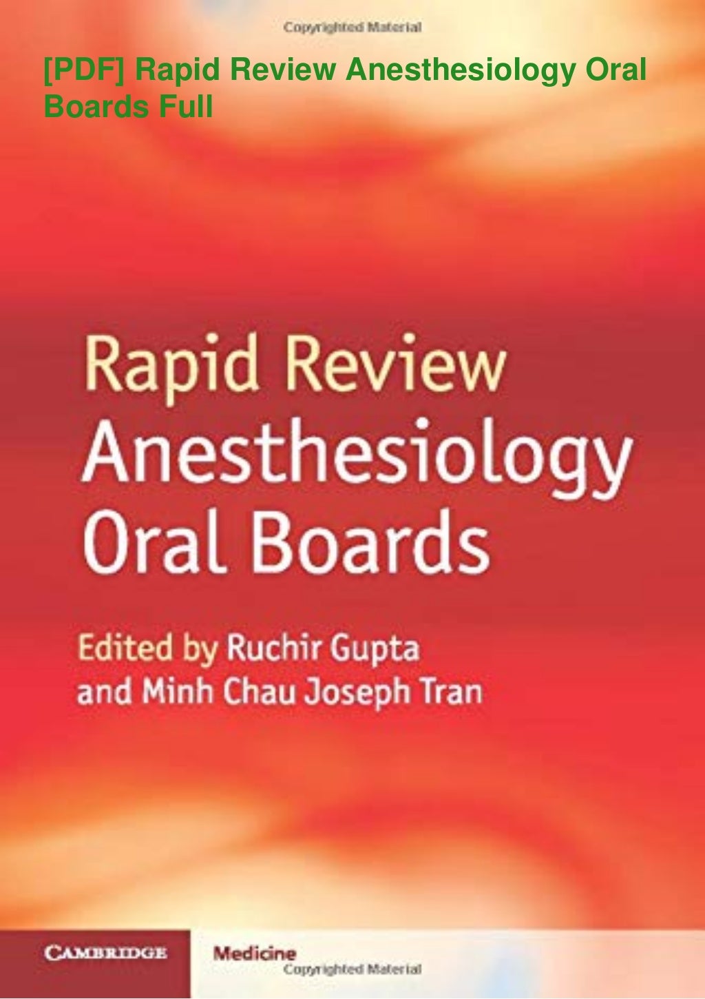 [PDF] Rapid Review Anesthesiology Oral Boards Full