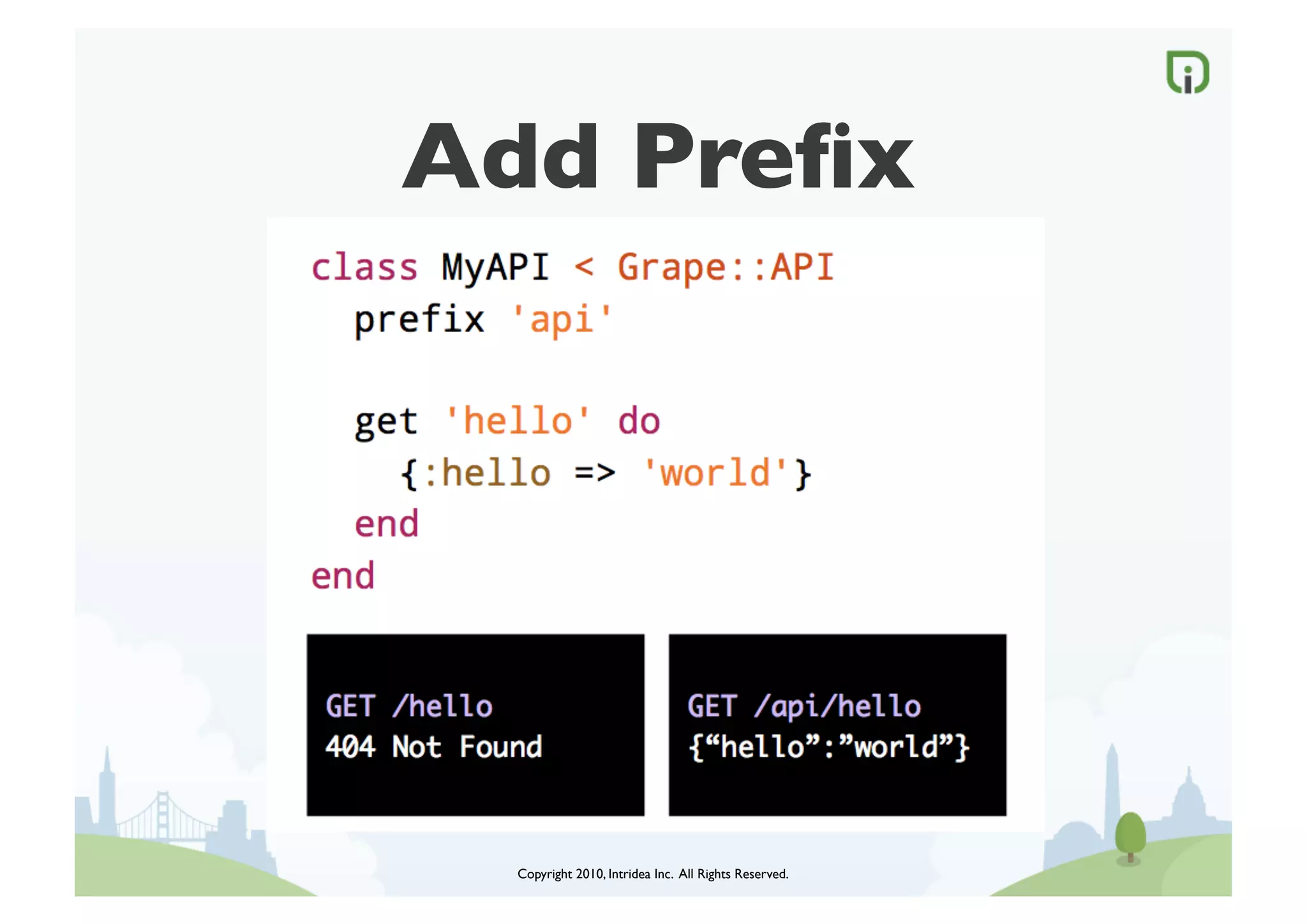 Add Preﬁx	





  Copyright 2010, Intridea Inc. All Rights Reserved.	

 