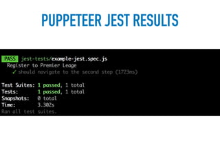 PUPPETEER JEST RESULTS
 