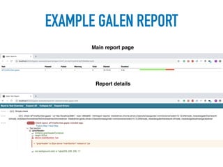 EXAMPLE GALEN REPORT
Main report page
Report details
 