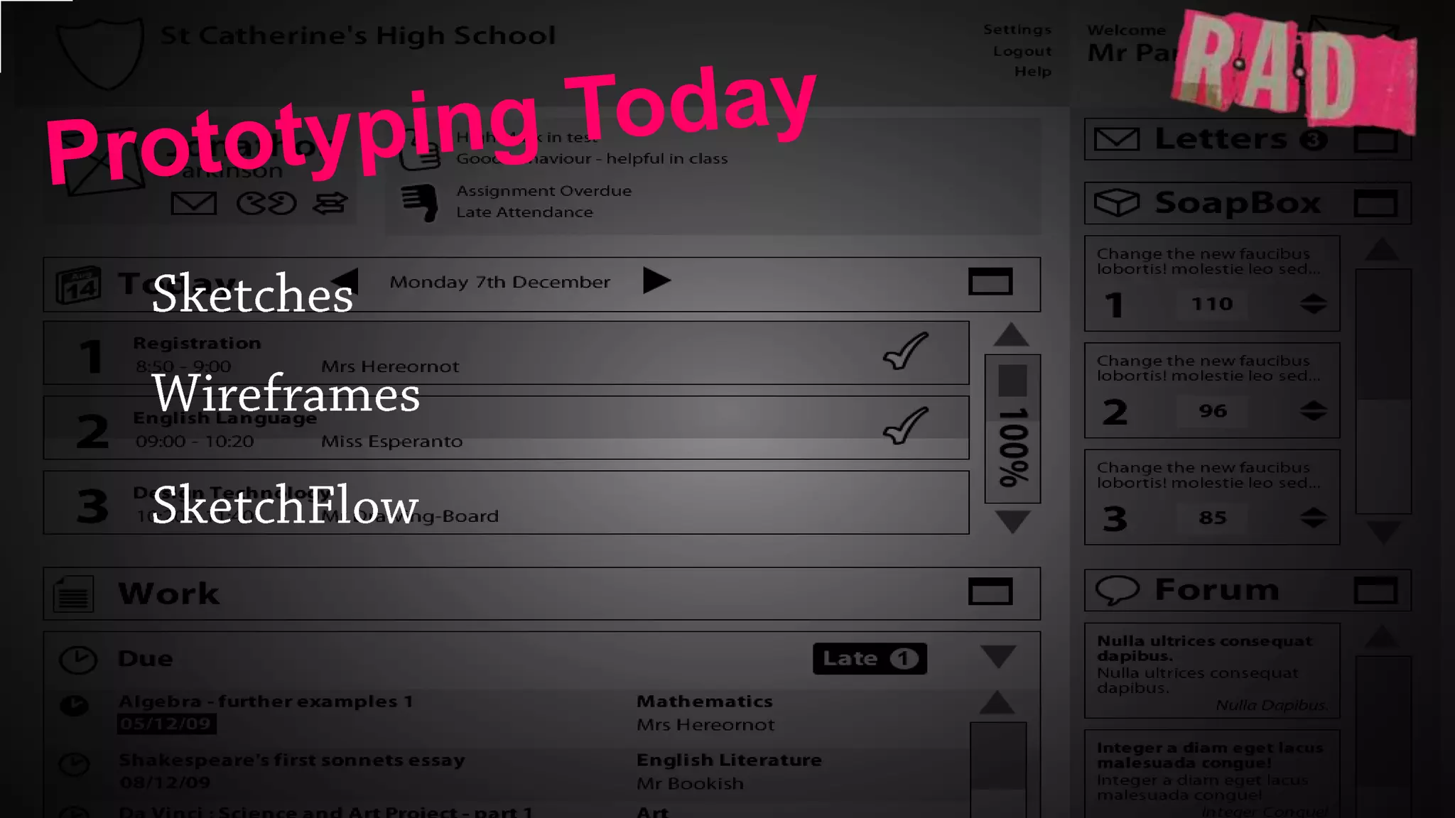 Prototyping TodaySketchesWireframesSketchFlow