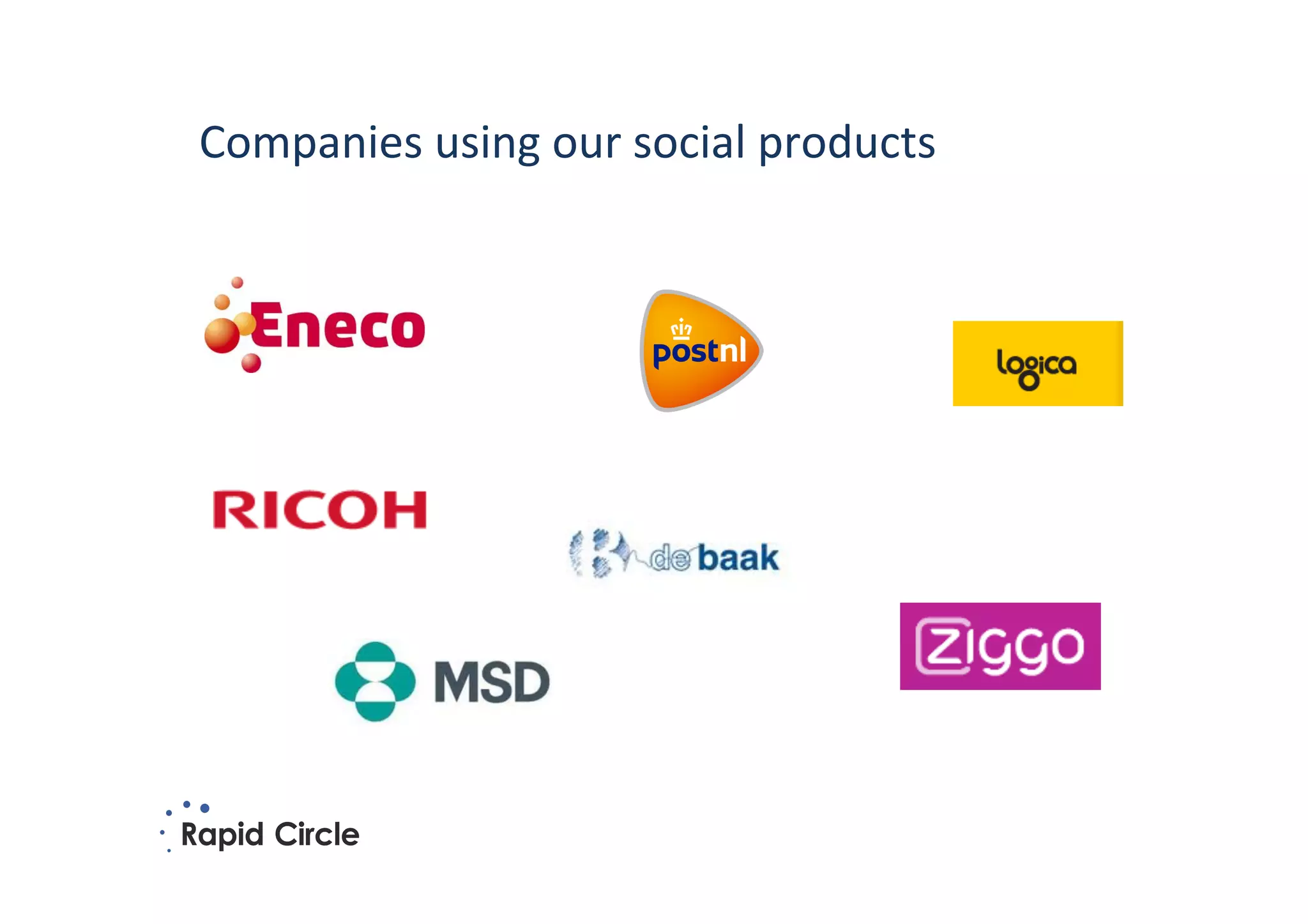 Companies	
  using	
  our	
  social	
  products	
  
 
