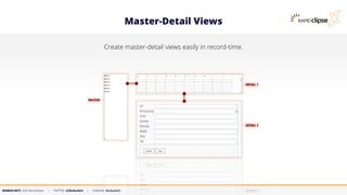 MARKUS KETT, CEO MicroStream | TWITTER: @MarkusKett | LINKEDIN: MarkusKett
Master-Detail Views
Create master-detail views easily in record-time.
 