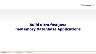 MARKUS KETT, CEO MicroStream | TWITTER: @MarkusKett | LINKEDIN: MarkusKett
Build ultra-fast Java
In-Memory Datenbase Applications
 