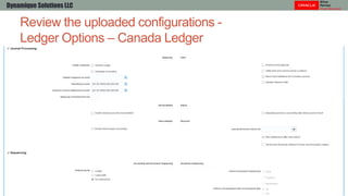Review the uploaded configurations -
Ledger Options – Canada Ledger
Dynamique Solutions LLC
 