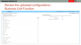 Review the uploaded configurations -
Business Unit Function
Dynamique Solutions LLC
 