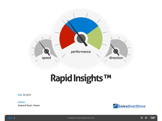 RapidInsights™
Date: Q12013
Authors:
AndrewB.Rauch-Partner
Confidential-SalesOverDriveLLC,2012
PAGE:
speed direction
performance
1
 