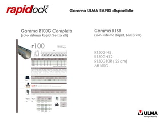 Gamma R100G Completa               Gamma R150
(solo sistema Rapid. Senza viti)   (solo sistema Rapid. Senza viti)




                                   R150G H8
                                   R150GH12
                                   R150G10R ( 22 cm)
                                   AR150G
 