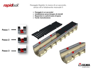 Fissaggio Rapido; in meno di un secondo,
              senza viti e totalmente manuale !!

                Fissaggio in un secondo!
                Installazione senza bisogno di utensili
                Risparmio in costi di mano d’opera
                Facile manutenzione




Passo 1



Passo 2




Passo 3
 