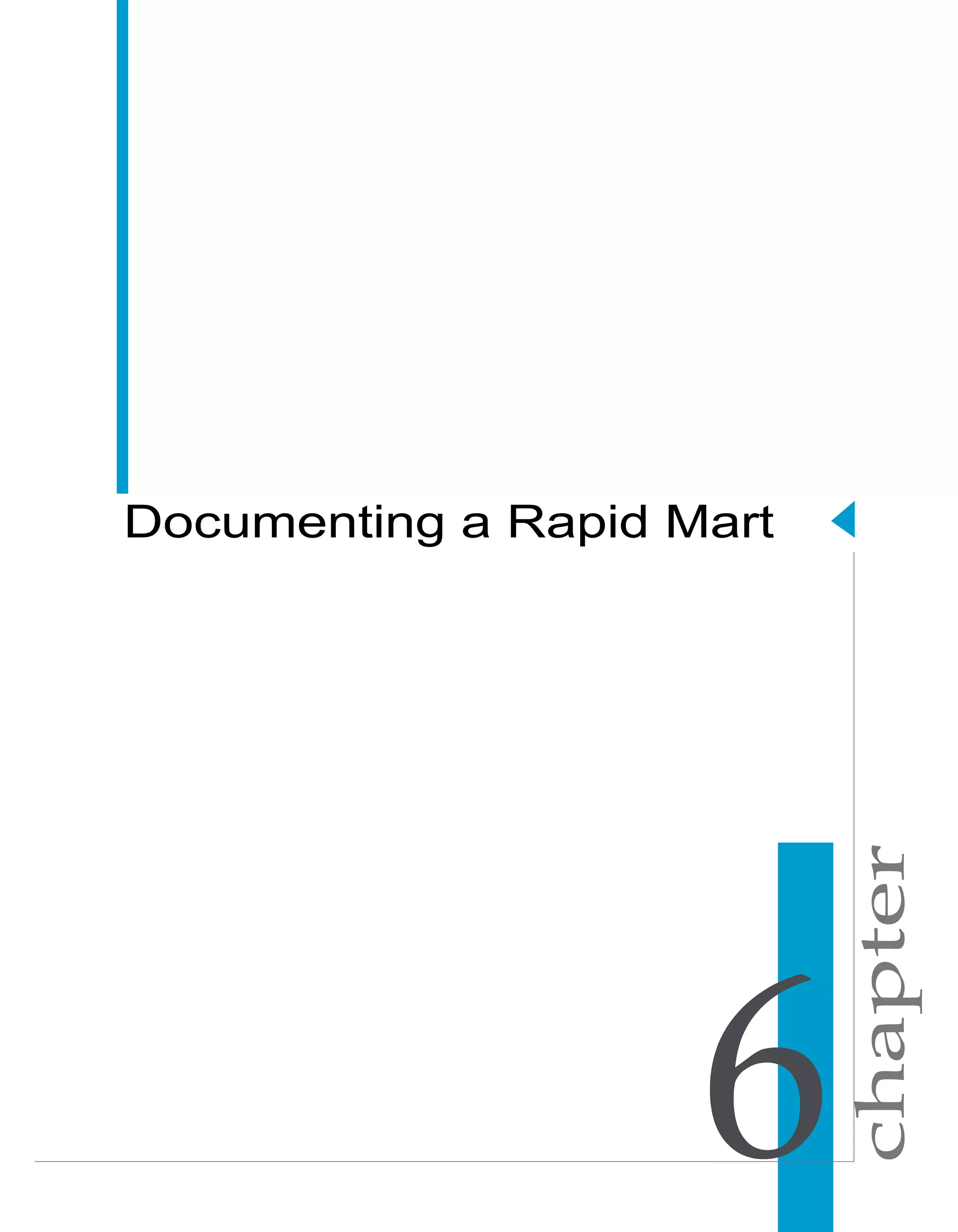chapter
Rapid Mart Development Guide
Documenting a Rapid Mart
 