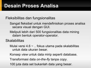Peringkat satu sebagai tool data mining untuk proyek nyata pada poll oleh KDnuggets, sebuah koran data-mining, pada 2010-2011. 