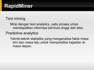 http://www.slideshare.net/bowoprasetyo   Tool Open Source untuk Data Mining Rabu, 2 Agustus 2011 