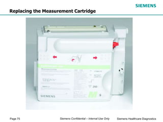 Page 75 Siemens Healthcare Diagnostics
Siemens Confidential – Internal Use Only
Replacing the Measurement Cartridge
 