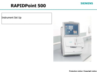 Protection notice / Copyright notice
RAPIDPoint 500
Instrument Set Up
 