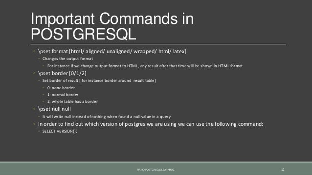 Rapid postgresql learning, part 1