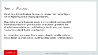 Rapid private cloud with oracle vm and oracle openstack for oracle ...