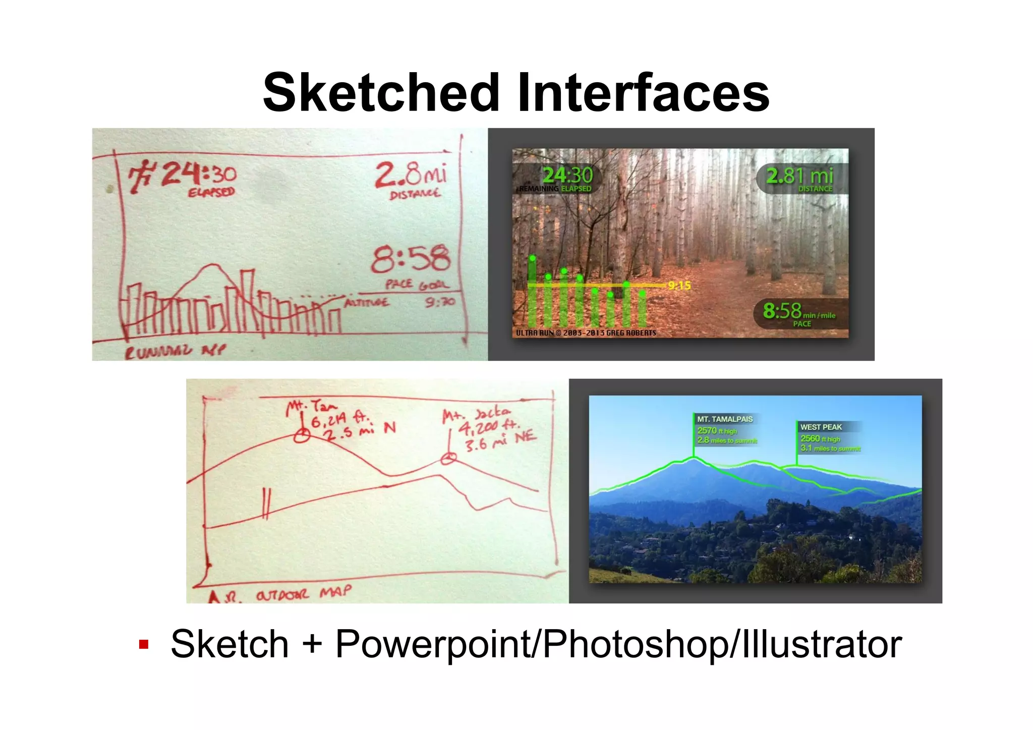 Sketched Interfaces
▪  Sketch + Powerpoint/Photoshop/Illustrator
 